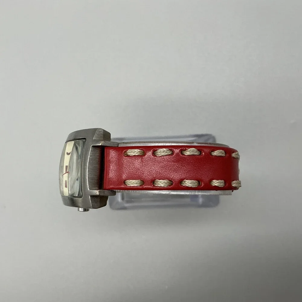 TOKYObay Womens Watch 23mm Cream Dial Red Leather Square New Battery